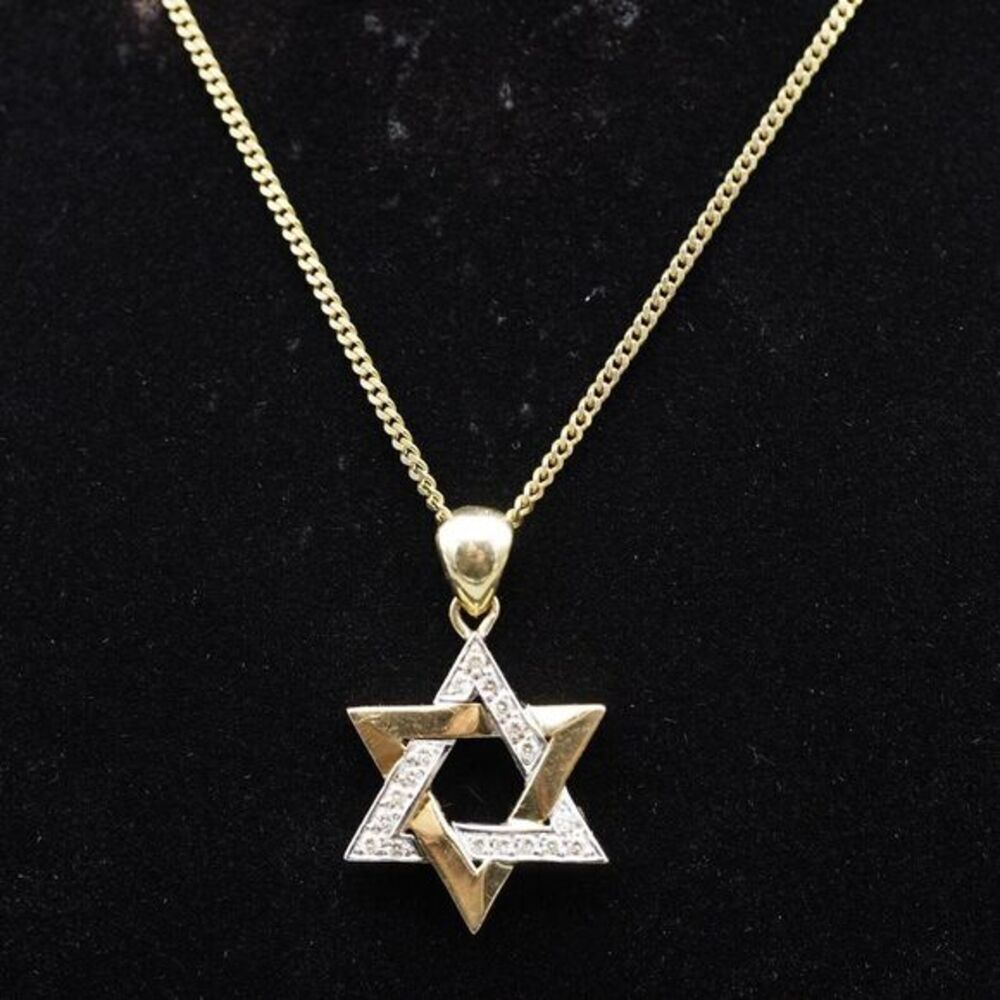 14k Gold Diamonds Star Of David‎ Necklace 14grams Magar